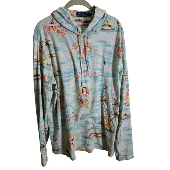 Polo Ralph Lauren Hawaiian Hula Girl Polo Bear Tropical Hoodie Size L - Picture 2 of 9